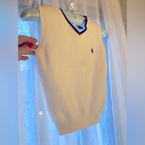 Polo by Ralph Lauren Boys Youth White Vest with Navy Trim, Size 6!